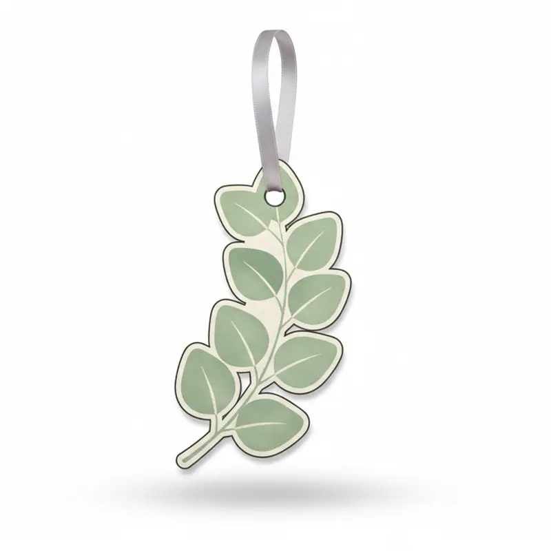 Botanical leaf paper air freshener with hanging ribbon