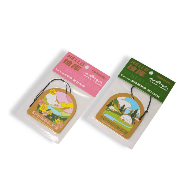 Cultural travel theme paper air freshener with green tea scent