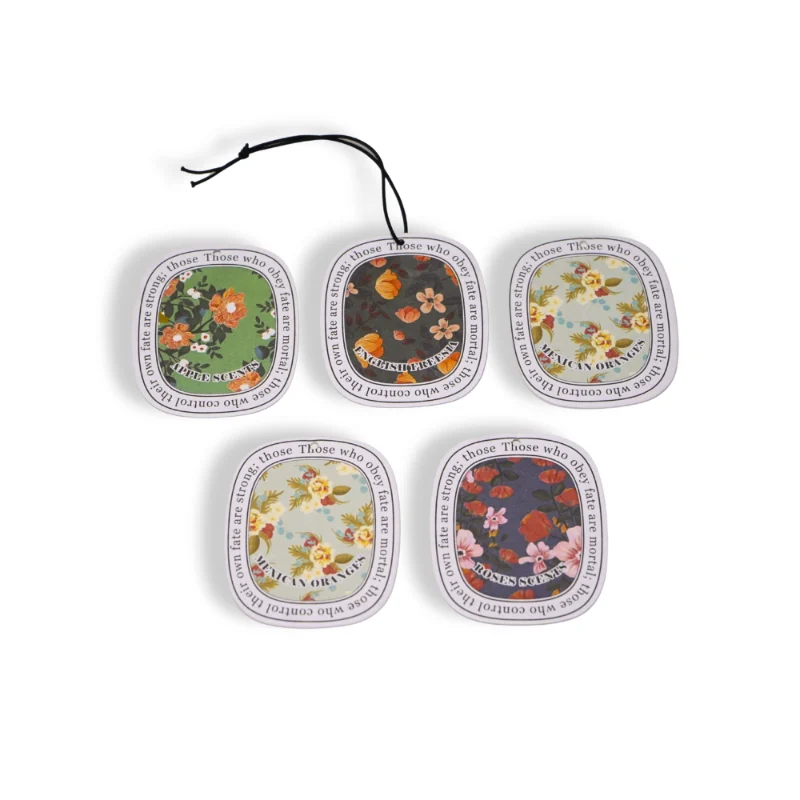 Set of floral car air fresheners – assorted botanical scented hanging paper cards