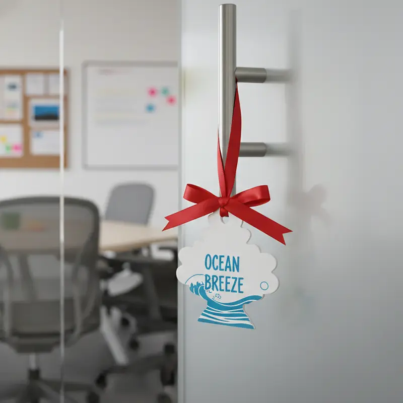 Priority themed paper air freshener for meeting room