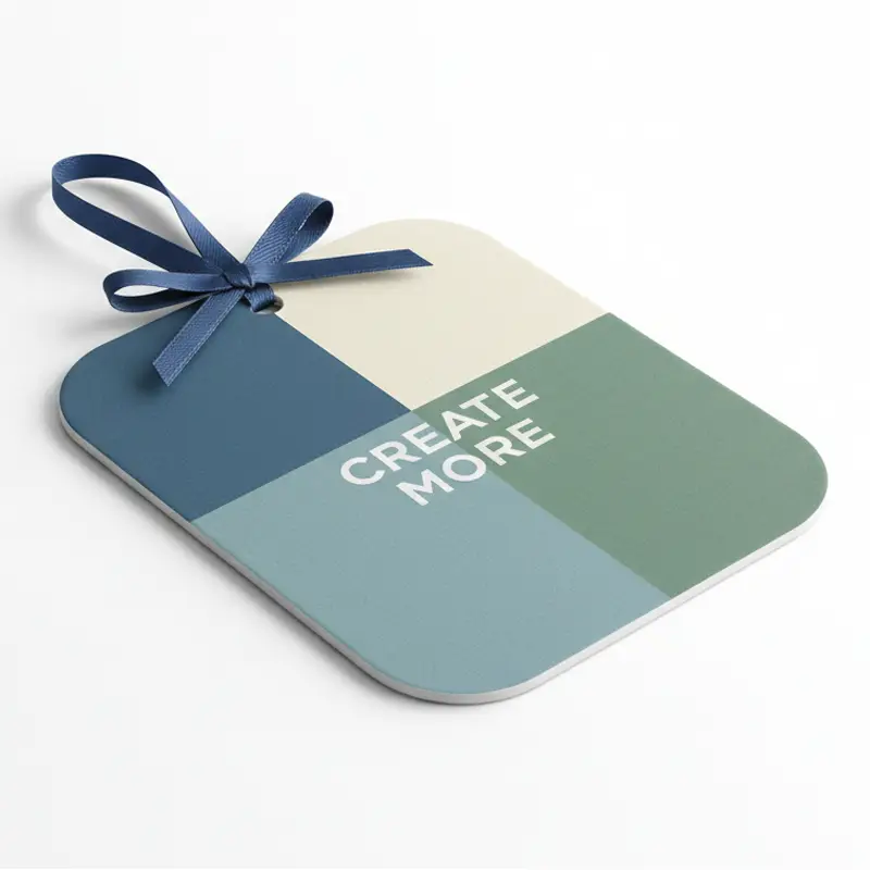 Color-block Create More paper air freshener close-up view