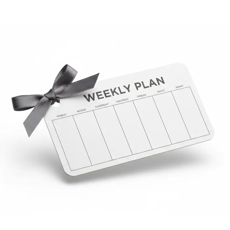 Weekly plan office-themed paper air freshener with ribbon